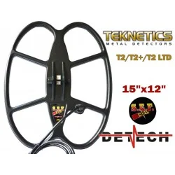 DETECH 15x12 Search Coil For Teknetics T2, T2+, T2 LTD Metal Detector With Coil Cover 